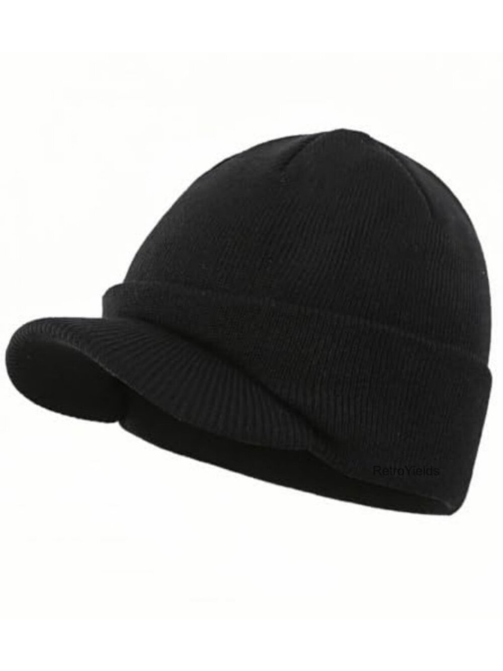 Men's Winter Double Knit Cuff Beanie with Brim Warm Acrylic Radar Hat
